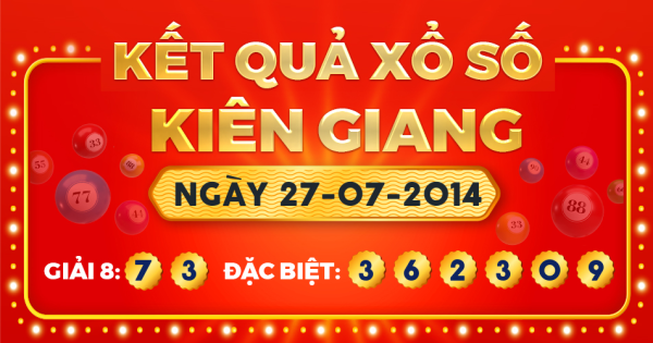 Kết quả xổ số Kiên Giang ngày 27/7/2014